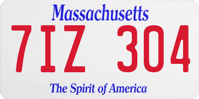 MA license plate 7IZ304