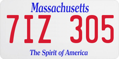 MA license plate 7IZ305
