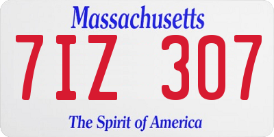 MA license plate 7IZ307