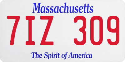 MA license plate 7IZ309