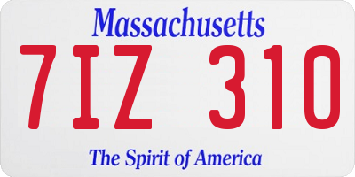 MA license plate 7IZ310