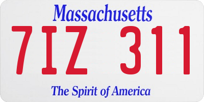 MA license plate 7IZ311