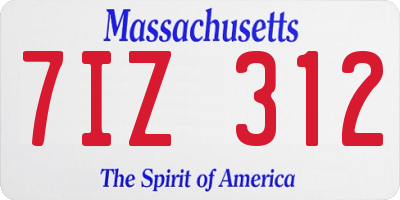 MA license plate 7IZ312