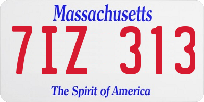MA license plate 7IZ313