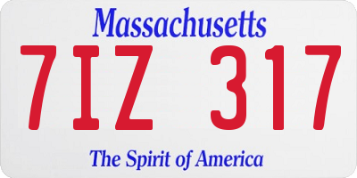 MA license plate 7IZ317