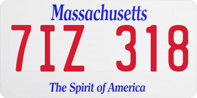 MA license plate 7IZ318