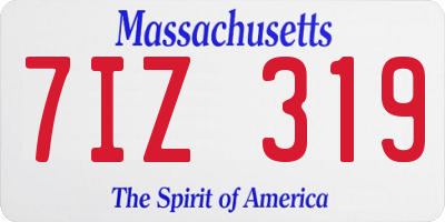 MA license plate 7IZ319