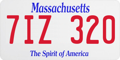 MA license plate 7IZ320