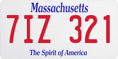MA license plate 7IZ321