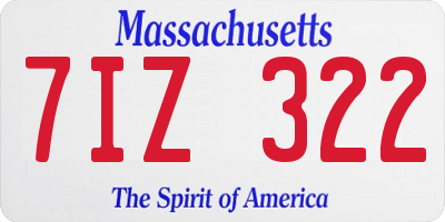 MA license plate 7IZ322