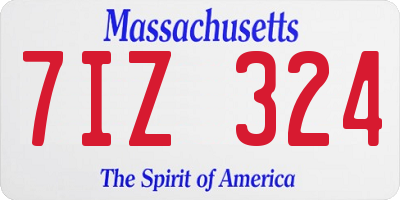 MA license plate 7IZ324