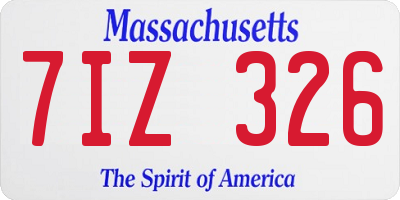 MA license plate 7IZ326
