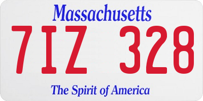 MA license plate 7IZ328