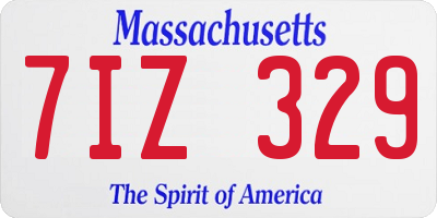 MA license plate 7IZ329
