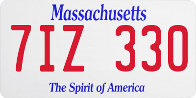 MA license plate 7IZ330