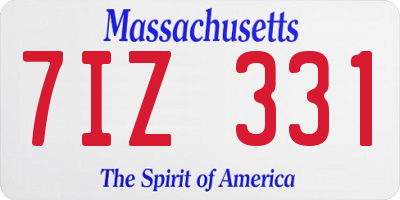 MA license plate 7IZ331