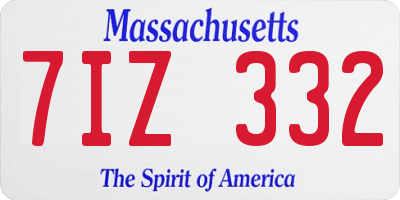 MA license plate 7IZ332