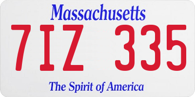 MA license plate 7IZ335
