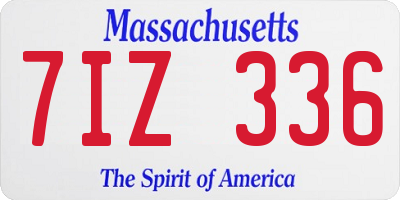 MA license plate 7IZ336