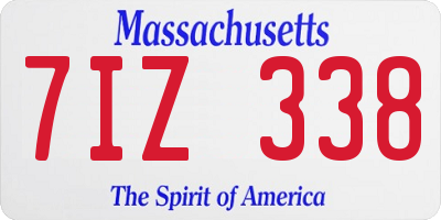 MA license plate 7IZ338
