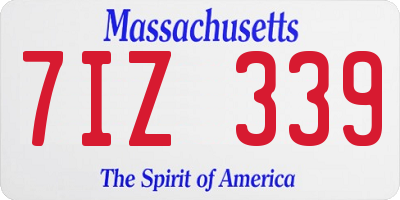 MA license plate 7IZ339