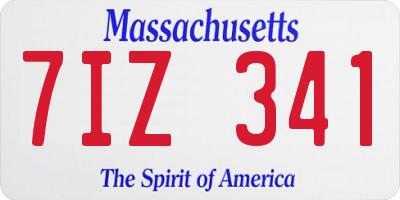 MA license plate 7IZ341