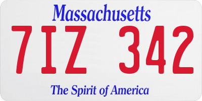MA license plate 7IZ342