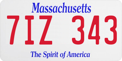 MA license plate 7IZ343