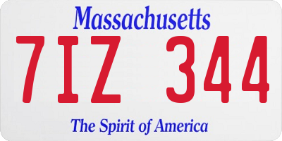 MA license plate 7IZ344