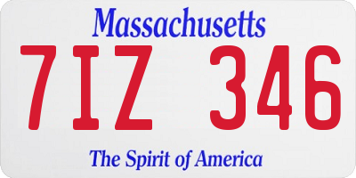 MA license plate 7IZ346
