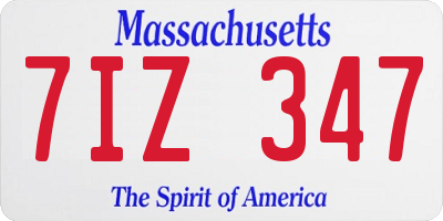 MA license plate 7IZ347