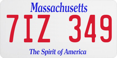 MA license plate 7IZ349