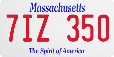 MA license plate 7IZ350
