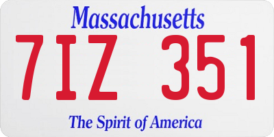 MA license plate 7IZ351