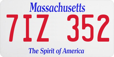 MA license plate 7IZ352