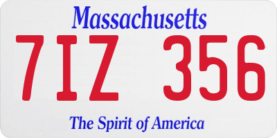 MA license plate 7IZ356