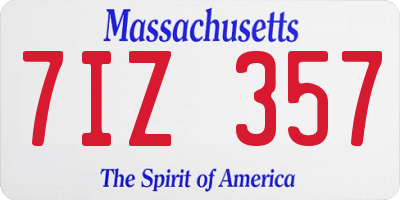 MA license plate 7IZ357