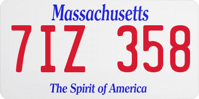 MA license plate 7IZ358