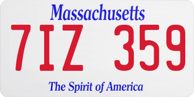 MA license plate 7IZ359