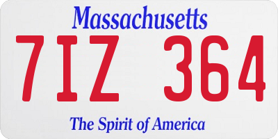 MA license plate 7IZ364