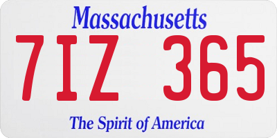 MA license plate 7IZ365