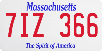 MA license plate 7IZ366