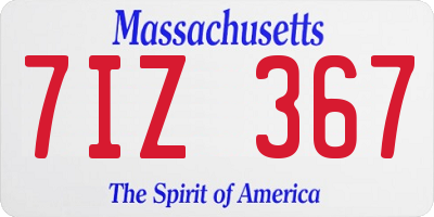 MA license plate 7IZ367