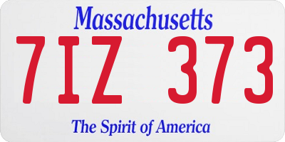 MA license plate 7IZ373