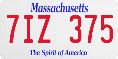 MA license plate 7IZ375