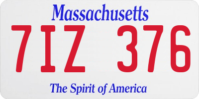 MA license plate 7IZ376