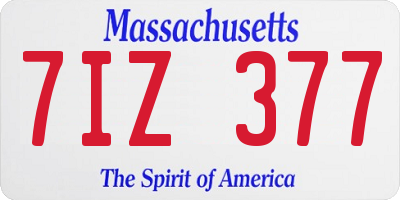 MA license plate 7IZ377