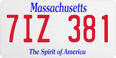 MA license plate 7IZ381