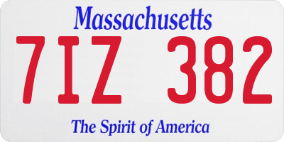 MA license plate 7IZ382