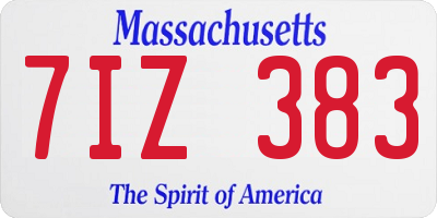 MA license plate 7IZ383